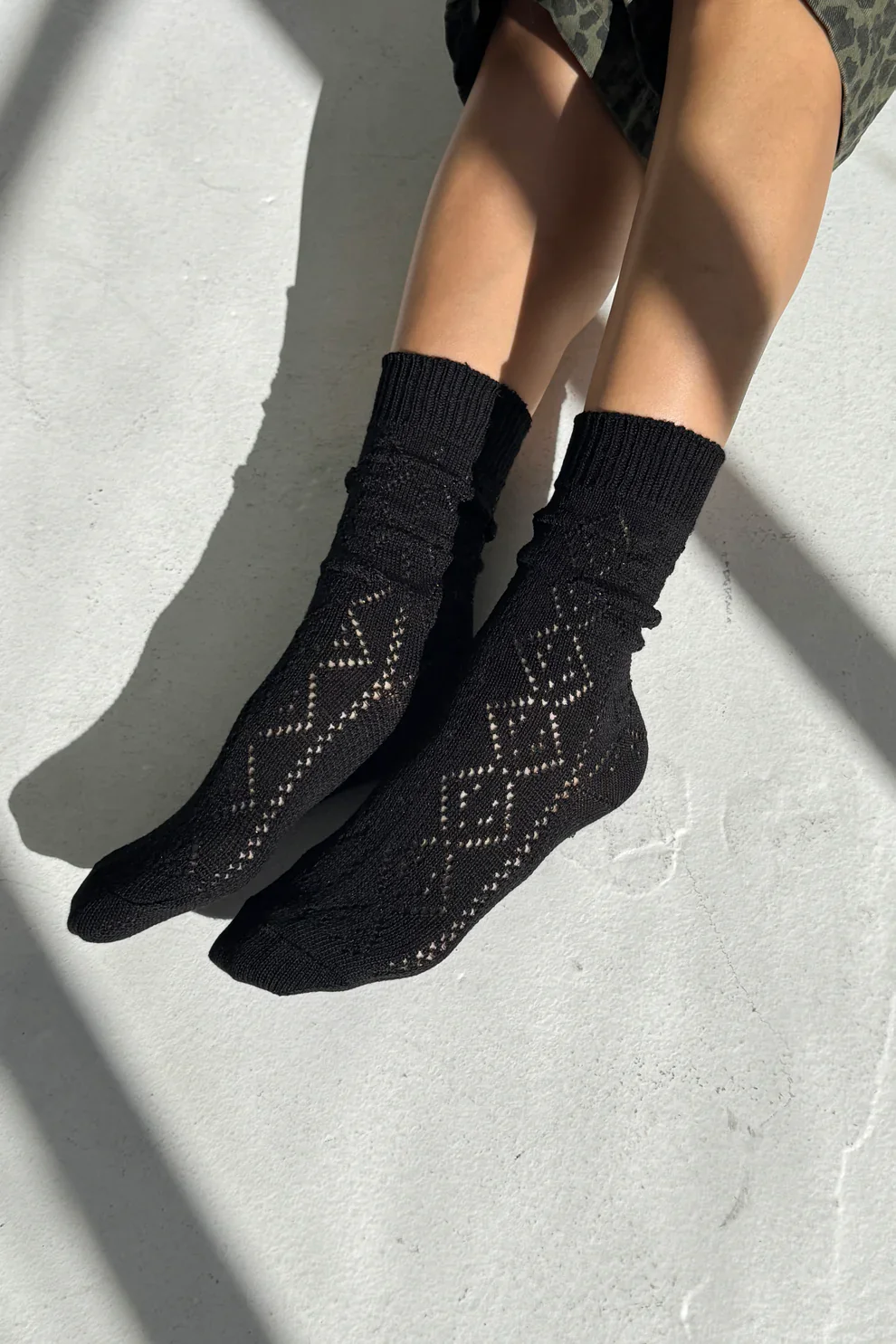 Modal Eyelet Socks (Jet Black) - Image 3